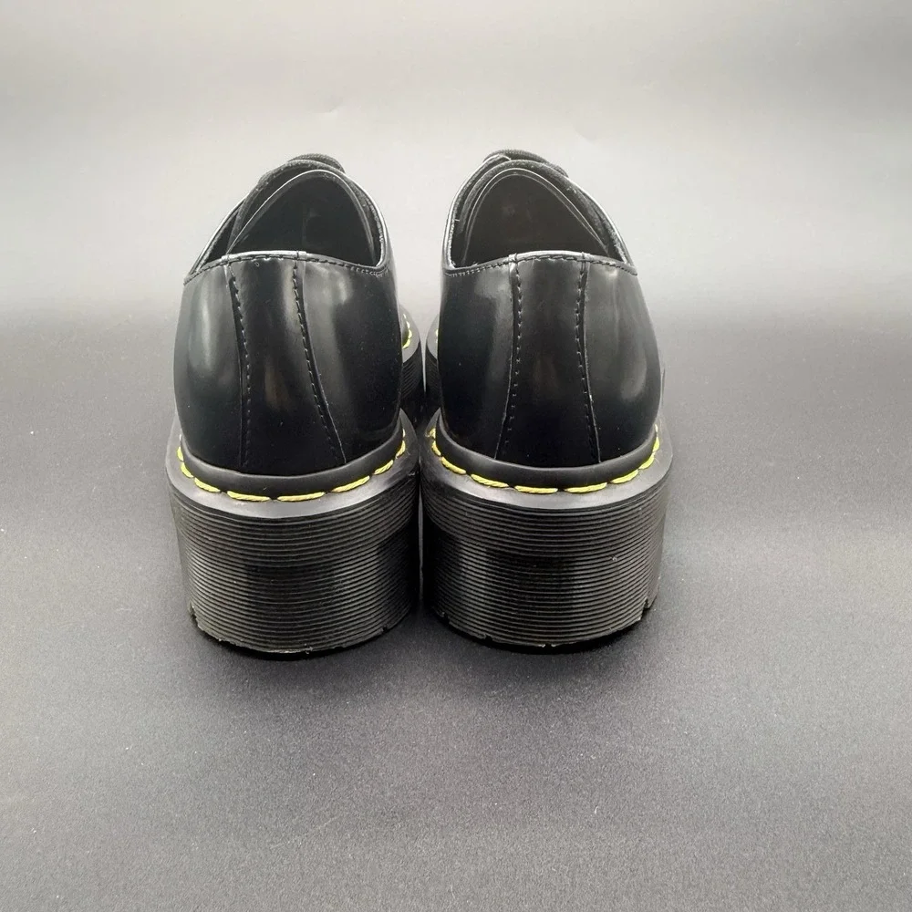 Dr Martens 1461 QUAD Black Leather Platform Shoes Size 6 Women's/5 Men's/EU 37